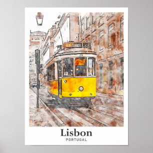 Poster Lisboa Portugal Watercolor - Desenhado