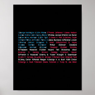 Poster Lista 46 presidentes dos EUA que se divertem com o