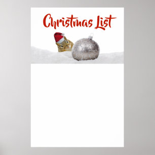 Poster Lista bonito da prata do Chipmunk e do Natal da