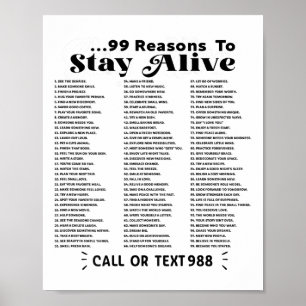 Poster Lista de 99 Razões para Continuar Vivo - Saúde Men