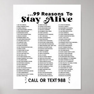 Poster Lista de 99 Razões para Continuar Vivo - Saúde Men