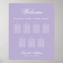 Lista de Assentos de Casamento Roxo Lavanda 7 Mesa
