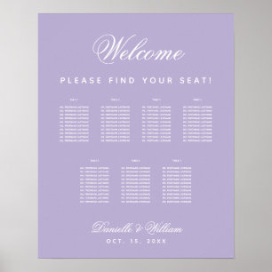Poster Lista de Assentos de Casamento Roxo Lavanda 7 Mesa