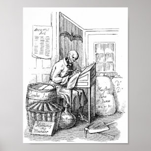 Poster Lista de Escrevendo de Esqueleto de Morte Arte de 