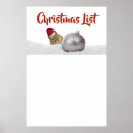 Poster Lista de Natal de Prata e Neve de Chips Bonitos