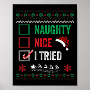 Poster Lista de Natal de Suéter Feio que Eu Tentei Bonito
