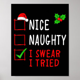 Poster Lista de Natal Divertida Bom Comportamento Mau Com