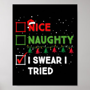 Poster Lista de Natal Divertida Nice Naughty Eu Juro Tent