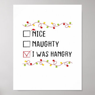 Poster Lista de Natal Nice Travesso Eu Estava com Fome