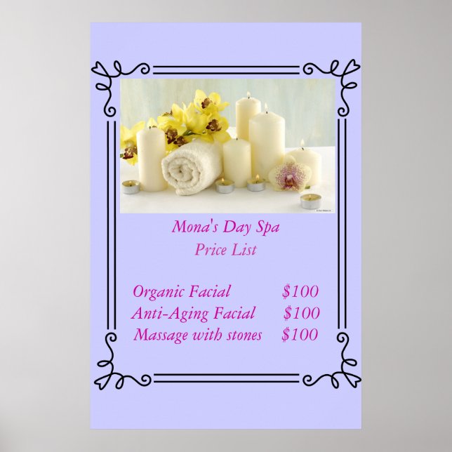 Pôster Lista de Preços (Frente)