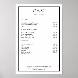 Poster Lista de Preços Brancos Simpel