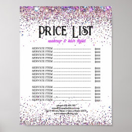 Poster Lista de Preços da Luxo Brilho Maquiagem e Estilis