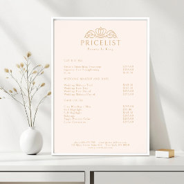 Poster Lista de Preços da Sala de Beleza Bege Rosa Elegan