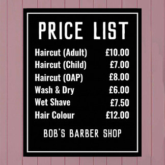 Poster Lista de Preços de Compro Barber