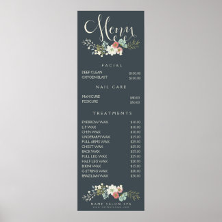Poster Lista de Preços de Menu de Salão de Spa de Impress