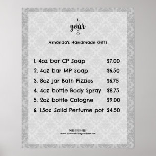 Poster Lista de Preços de Pequenas Empresas do Vintage Da