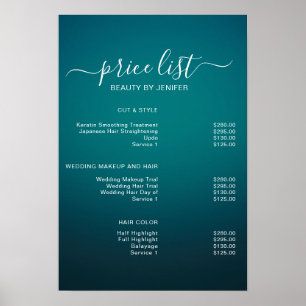 Poster Lista de preços de salão de beleza elegante modern