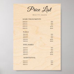 Poster Lista de Preços de Salão de Beleza Moderno e Elega