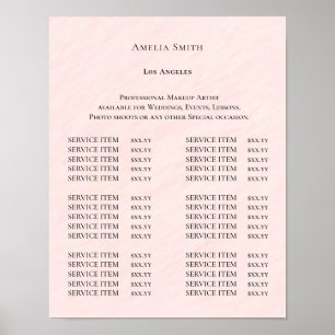 Poster Lista de Preços de Salão de Beleza Moderno e Elega
