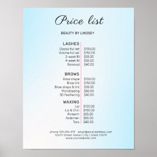 Poster Lista de Preços de Salão de Beleza Moderno e Elega