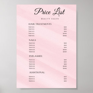 Poster Lista de Preços de Salão de Beleza Moderno e Elega