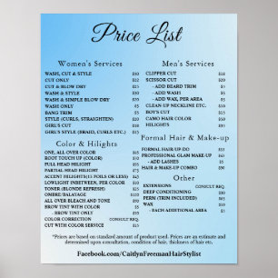 Poster Lista de Preços de Salão de Beleza Moderno e Elega