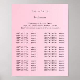 Poster Lista de Preços de Salão de Beleza Moderno e Elega