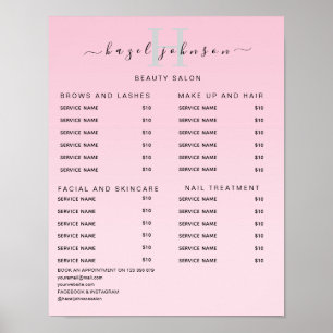Poster Lista de Preços de Salão de Beleza Moderno e Elega