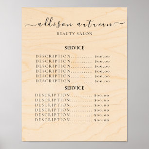 Poster Lista de Preços de Salão de Beleza Moderno e Elega