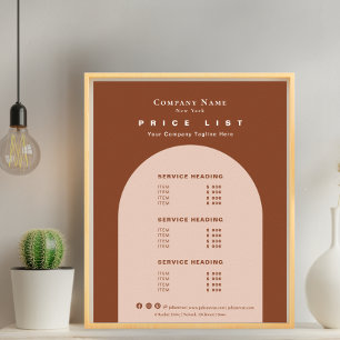 Poster Lista de Preços do Arco Retroativo Terrestre Chic