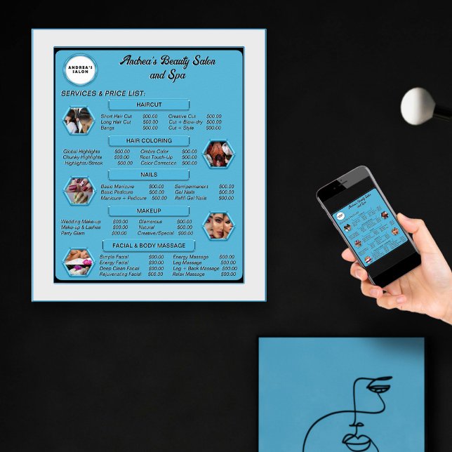 Poster Lista de preços do logotipo e fotos do Salão Azul  (Criador carregado)