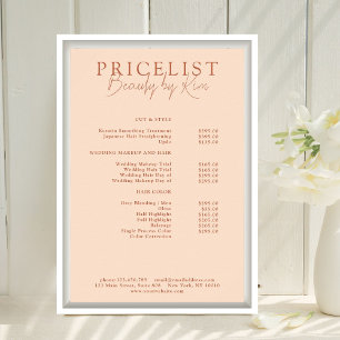Poster Lista de Preços do Peach, Elegant Salon