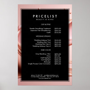 Poster Lista de Preços do Salão de Beleza Blush Pink