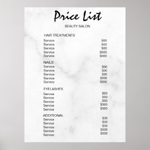 Poster Lista de Preços do Salão de Beleza Vintage