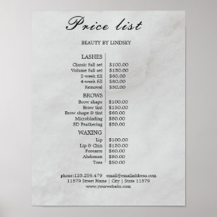 Poster Lista de Preços do Salão de Beleza Vintage