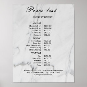 Poster Lista de Preços do Salão de Beleza Vintage
