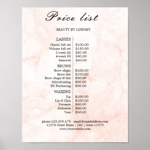 Poster Lista de Preços do Salão de Beleza Vintage