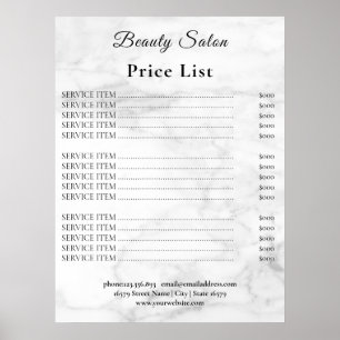 Poster Lista de Preços do Salão de Beleza Vintage