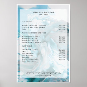 Poster Lista de Preços do Salão de Brilho de Mármore