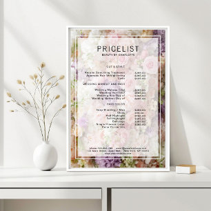 Poster Lista de Preços do Salão de Flores, Salão, Lista d