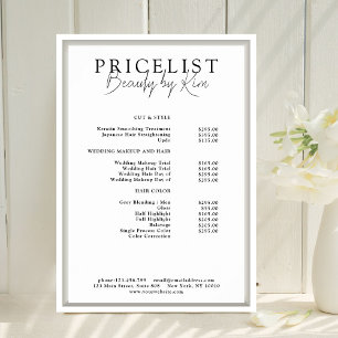 Poster Lista de Preços do Salão Minimalista Elegante Bran