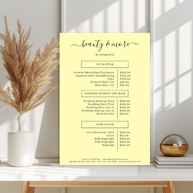 Poster Lista de Preços do Salão Simples Moderno   (Criador carregado)