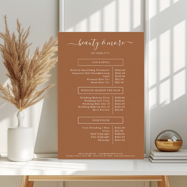 Poster Lista de Preços do Salão Simples Moderno  (Criador carregado)