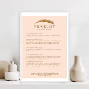 Poster Lista de Preços Minimalista Salão de Sobrancelhas