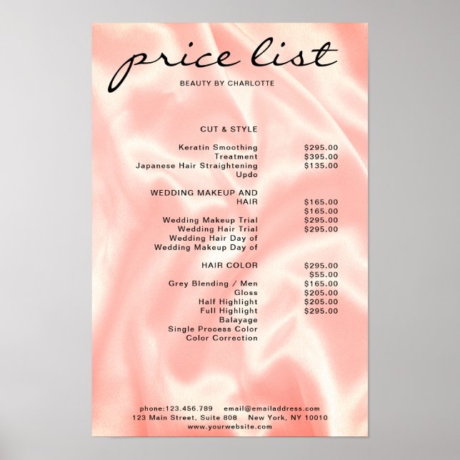 Poster Lista de Preços Moderna e Elegante (Frente)