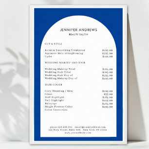 Poster Lista de Preços Salão Azul Arco Minimalista Modern