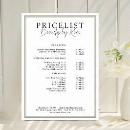 Poster Lista de Preços Salão Branco e Preto Minimalista E