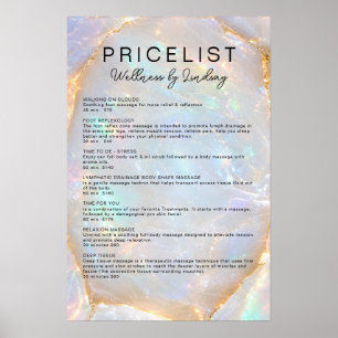 Poster Lista de Preços Salão Opal Holographic Marble