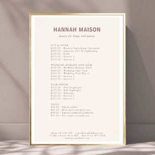 Poster Lista de Preços Simples Moderna, Profissional, Sal