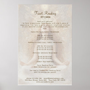 Poster Lista de Preços Tarot Mística Mulher Olho Lua Ouro